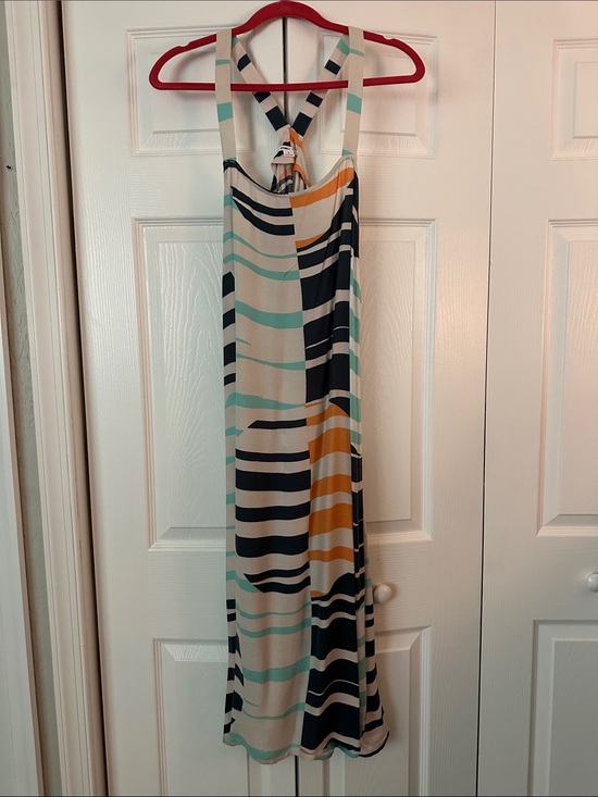 O'Neill Dresses & Skirts - O'Neill Striped Halter Maxi Dress in Teal, Navy & Mustard